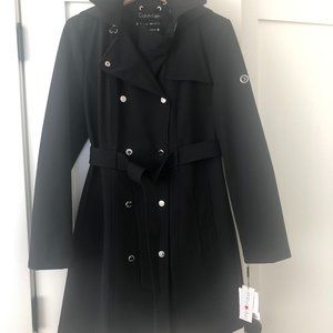 FINAL OFFER: Calvin Klein Double-Breasted Trench Coat in Black, Size M (NWT)